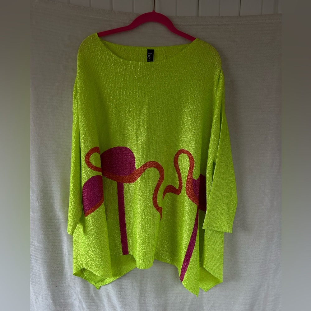NWT Berek Neon Yellow Textured Top